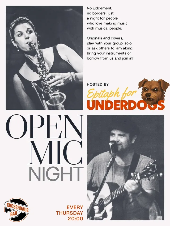 Open Mic Music Jam poster — every Thursday at 20:00