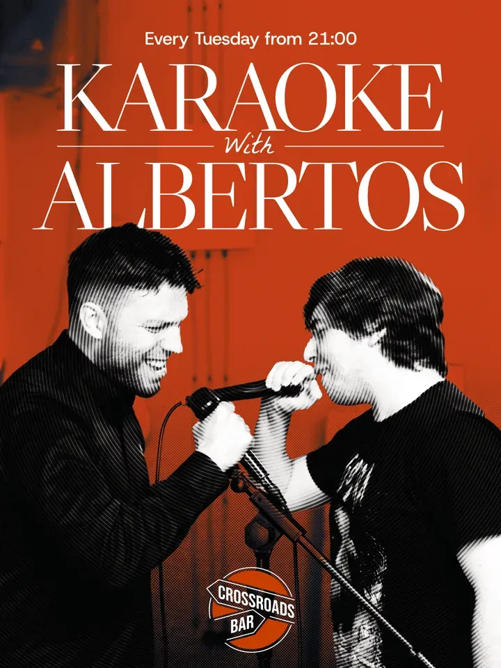 Karaoke with Albertos poster — every Tuesday at 21:00
