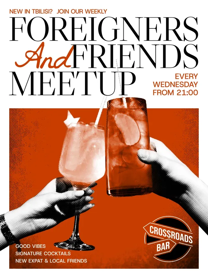 Foreigners & Friends Meetup poster — every Wednesday at 21:00